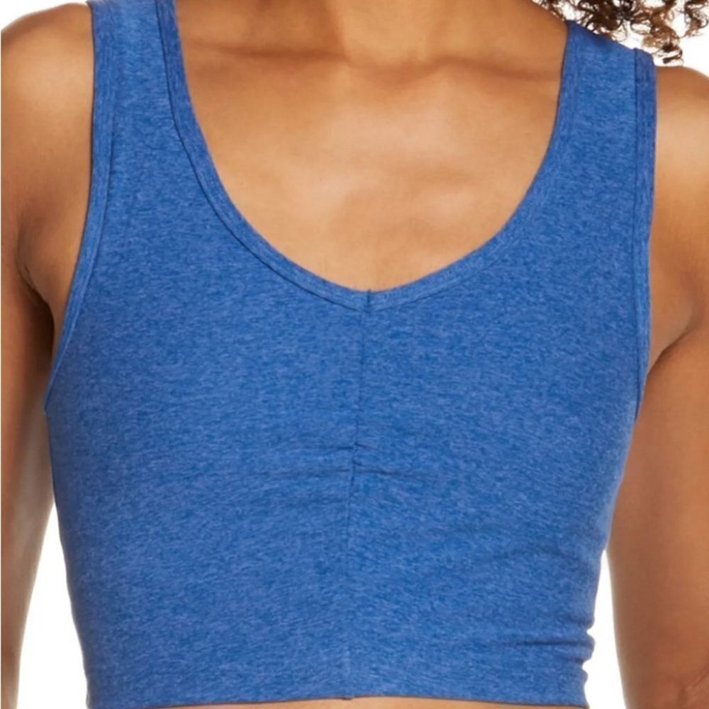 Zella Restore Soft Lounge Longline Bra in Blue Marlin